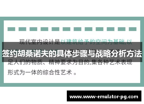 签约胡桑诺夫的具体步骤与战略分析方法
